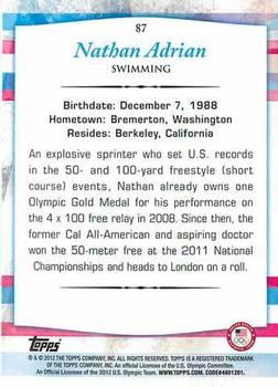 2012 Topps U.S. Olympic Team & Hopefuls #87 Nathan Adrian Back