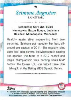 2012 Topps U.S. Olympic Team & Hopefuls #91 Seimone Augustus Back
