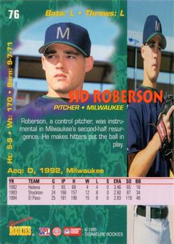 1995 Signature Rookies Tetrad - Autographs #76 Sid Roberson Back