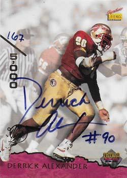 1995 Signature Rookies Tetrad - Autographs #5 Derrick Alexander Front