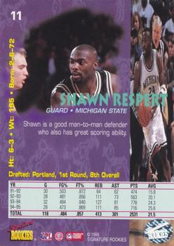 1995 Signature Rookies Tetrad - Autographs #11 Shawn Respert Back