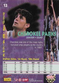 1995 Signature Rookies Tetrad - Autographs #13 Cherokee Parks Back