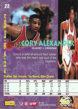 1995 Signature Rookies Tetrad - Autographs #22 Cory Alexander Back