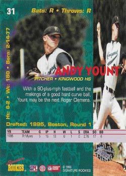 1995 Signature Rookies Tetrad - Autographs #31 Andy Yount Back