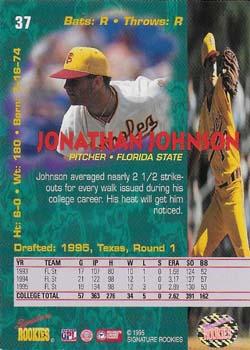 1995 Signature Rookies Tetrad - Autographs #37 Jonathan Johnson Back
