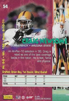 1995 Signature Rookies Tetrad - Autographs #54 Craig Newsome Back