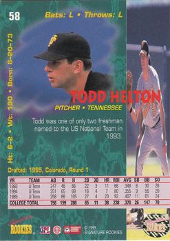 1995 Signature Rookies Tetrad - Autographs #58 Todd Helton Back