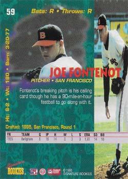 1995 Signature Rookies Tetrad - Autographs #59 Joe Fontenot Back