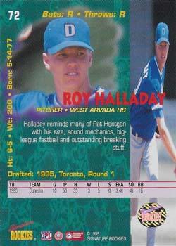 1995 Signature Rookies Tetrad - Autographs #72 Roy Halladay Back