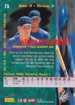 1995 Signature Rookies Tetrad - Autographs #75 Michael Barrett Back