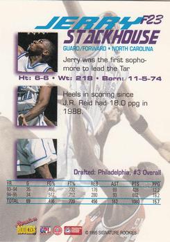 1995 Signature Rookies Tetrad - SR Force #F23 Jerry Stackhouse Back
