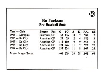 1990 Bo '90 Blue Border (unlicensed) #9 Bo Jackson Back