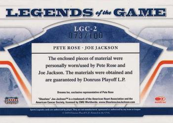 2008 Donruss Sports Legends - Legends of the Game Combos #LGC-2 Pete Rose / Joe Jackson Back