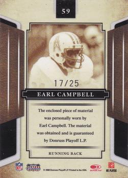 2008 Donruss Sports Legends - Materials Mirror Blue #59 Earl Campbell Back