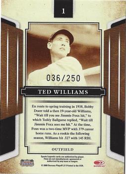 2008 Donruss Sports Legends - Mirror Red #1 Ted Williams Back