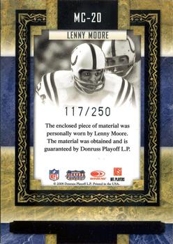 2008 Donruss Sports Legends - Museum Collection Materials #MC-20 Lenny Moore Back