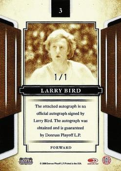2008 Donruss Sports Legends - Signatures Mirror Black #3 Larry Bird Back