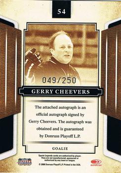 2008 Donruss Sports Legends - Signatures Mirror Blue #54 Gerry Cheevers Back