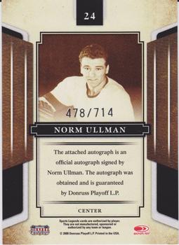 2008 Donruss Sports Legends - Signatures Mirror Red #24 Norm Ullman Back