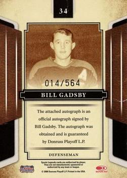 2008 Donruss Sports Legends - Signatures Mirror Red #34 Bill Gadsby Back
