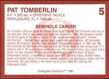 1990-91 Collegiate Collection Florida State Seminoles #5 Pat Tomberlin Back