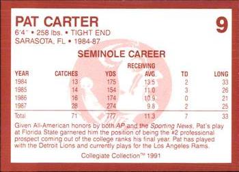 1990-91 Collegiate Collection Florida State Seminoles #9 Pat Carter Back