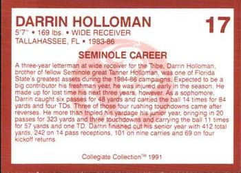 1990-91 Collegiate Collection Florida State Seminoles #17 Darrin Holloman Back