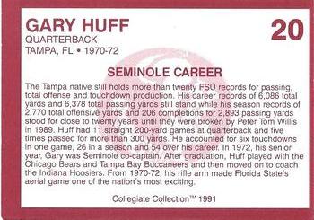 1990-91 Collegiate Collection Florida State Seminoles #20 Gary Huff Back