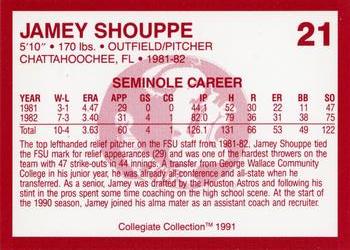1990-91 Collegiate Collection Florida State Seminoles #21 Jamey Shouppe Back