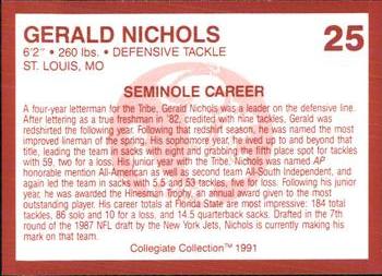 1990-91 Collegiate Collection Florida State Seminoles #25 Gerald Nichols Back