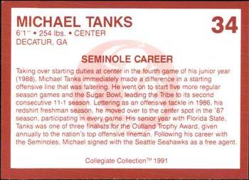 1990-91 Collegiate Collection Florida State Seminoles #34 Michael Tanks Back