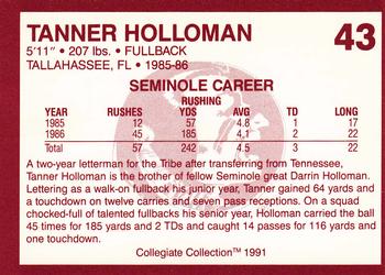 1990-91 Collegiate Collection Florida State Seminoles #43 Tanner Holloman Back