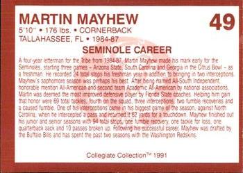 1990-91 Collegiate Collection Florida State Seminoles #49 Martin Mayhew Back