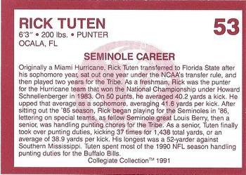 1990-91 Collegiate Collection Florida State Seminoles #53 Rick Tuten Back