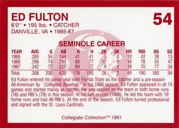 1990-91 Collegiate Collection Florida State Seminoles #54 Ed Fulton Back