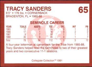 1990-91 Collegiate Collection Florida State Seminoles #65 Tracy Sanders Back