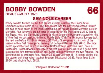 1990-91 Collegiate Collection Florida State Seminoles #66 Bobby Bowden Back