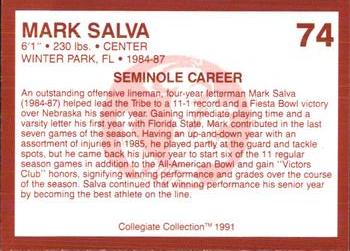 1990-91 Collegiate Collection Florida State Seminoles #74 Mark Salva Back