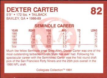 1990-91 Collegiate Collection Florida State Seminoles #82 Dexter Carter Back