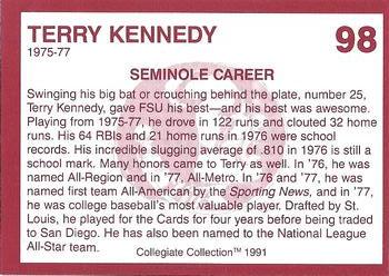 1990-91 Collegiate Collection Florida State Seminoles #98 Terry Kennedy Back