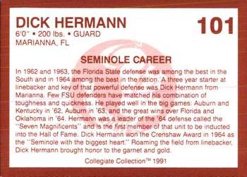 1990-91 Collegiate Collection Florida State Seminoles #101 Doc Hermann Back