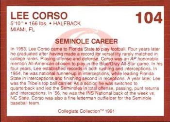 1990-91 Collegiate Collection Florida State Seminoles #104 Lee Corso Back