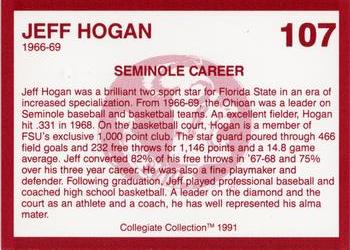 1990-91 Collegiate Collection Florida State Seminoles #107 Jeff Hogan Back