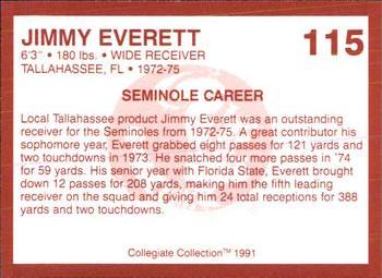 1990-91 Collegiate Collection Florida State Seminoles #115 Jimmy Everett Back