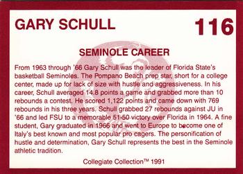 1990-91 Collegiate Collection Florida State Seminoles #116 Gary Schull Back