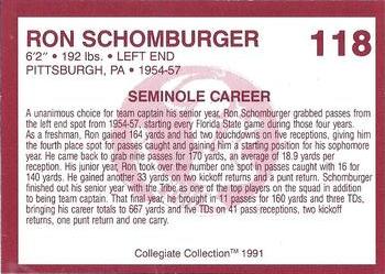 1990-91 Collegiate Collection Florida State Seminoles #118 Ron Schomburger Back