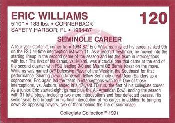1990-91 Collegiate Collection Florida State Seminoles #120 Eric Williams Back