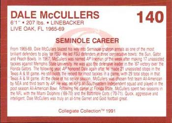 1990-91 Collegiate Collection Florida State Seminoles #140 Dale McCullers Back