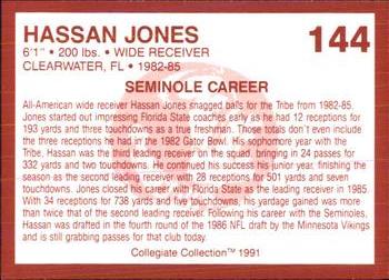 1990-91 Collegiate Collection Florida State Seminoles #144 Hassan Jones Back