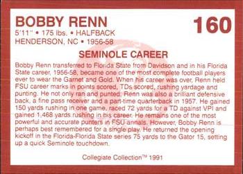 1990-91 Collegiate Collection Florida State Seminoles #160 Bobby Renn Back